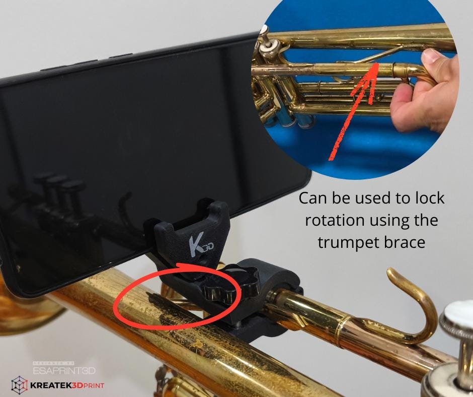 Atril para trompeta con soporte para móvil o e-book | Partituras digitales | Conciertos y pasacalles