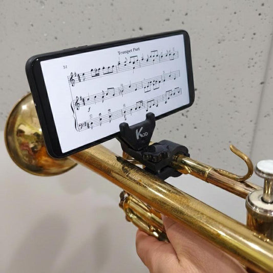 Atril para trompeta con soporte para móvil o e-book | Partituras digitales | Conciertos y pasacalles